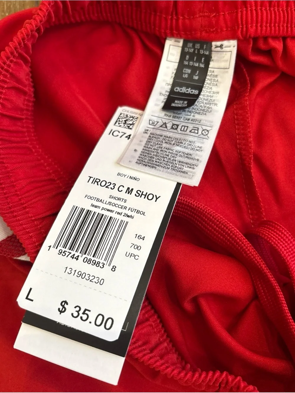 adidas Red Soccer Shorts with White Trim